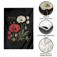 Summer Red Poppy Flower Botanical Poppies Vintage Print Memorial Day Floral Graphic Garden Flag