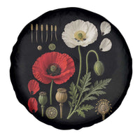 Summer Red Poppy Flower Botanical Poppies Vintage Print Memorial Day Floral Graphic Spare Tire Cover
