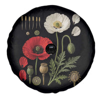 Summer Red Poppy Flower Botanical Poppies Vintage Print Memorial Day Floral Graphic Spare Tire Cover