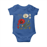 Summer Red Poppy Flower Botanical Poppies Vintage Print Memorial Day Floral Graphic Baby Onesie