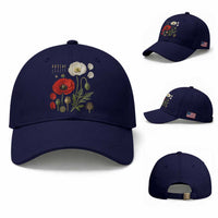 Summer Red Poppy Flower Botanical Poppies Vintage Print Memorial Day Floral Graphic Baseball Cap