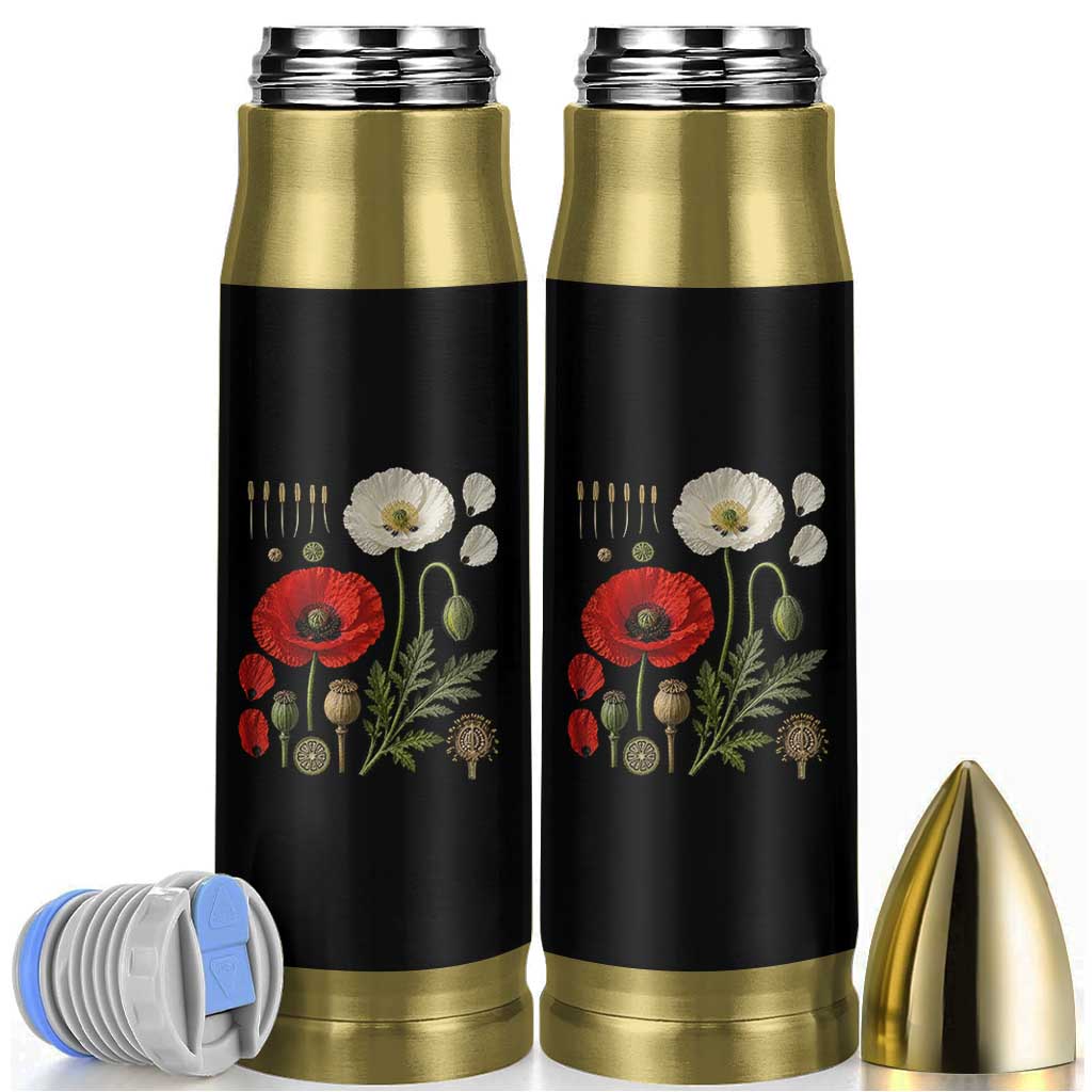 Summer Red Poppy Flower Botanical Poppies Vintage Print Memorial Day Floral Graphic Bullet Tumbler