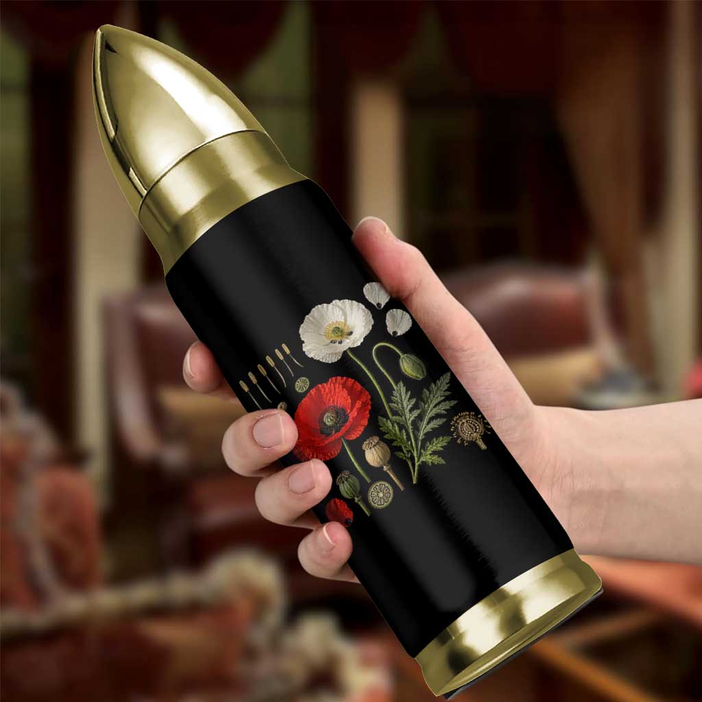 Summer Red Poppy Flower Botanical Poppies Vintage Print Memorial Day Floral Graphic Bullet Tumbler