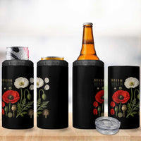 Summer Red Poppy Flower Botanical Poppies Vintage Print Memorial Day Floral Graphic 4 in 1 Can Cooler Tumbler