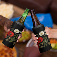 Summer Red Poppy Flower Botanical Poppies Vintage Print Memorial Day Floral Graphic 4 in 1 Can Cooler Tumbler