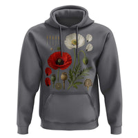 Summer Red Poppy Flower Botanical Poppies Vintage Print Memorial Day Floral Graphic Hoodie