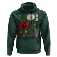 Summer Red Poppy Flower Botanical Poppies Vintage Print Memorial Day Floral Graphic Hoodie