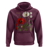 Summer Red Poppy Flower Botanical Poppies Vintage Print Memorial Day Floral Graphic Hoodie