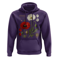 Summer Red Poppy Flower Botanical Poppies Vintage Print Memorial Day Floral Graphic Hoodie