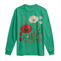 Summer Red Poppy Flower Botanical Poppies Vintage Print Memorial Day Floral Graphic Long Sleeve Shirt