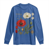 Summer Red Poppy Flower Botanical Poppies Vintage Print Memorial Day Floral Graphic Long Sleeve Shirt