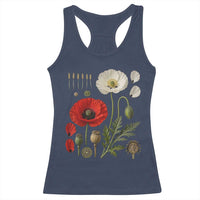 Summer Red Poppy Flower Botanical Poppies Vintage Print Memorial Day Floral Graphic Racerback Tank Top