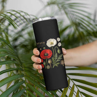 Summer Red Poppy Flower Botanical Poppies Vintage Print Memorial Day Floral Graphic Skinny Tumbler