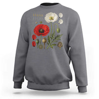 Summer Red Poppy Flower Botanical Poppies Vintage Print Memorial Day Floral Graphic Sweatshirt