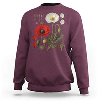 Summer Red Poppy Flower Botanical Poppies Vintage Print Memorial Day Floral Graphic Sweatshirt