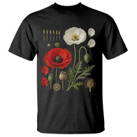 Summer Red Poppy Flower Botanical Poppies Vintage Print Memorial Day Floral Graphic T Shirt