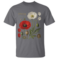 Summer Red Poppy Flower Botanical Poppies Vintage Print Memorial Day Floral Graphic T Shirt