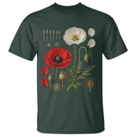 Summer Red Poppy Flower Botanical Poppies Vintage Print Memorial Day Floral Graphic T Shirt