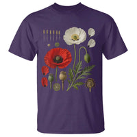 Summer Red Poppy Flower Botanical Poppies Vintage Print Memorial Day Floral Graphic T Shirt