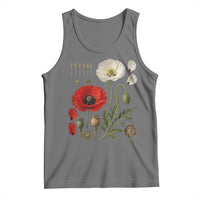 Summer Red Poppy Flower Botanical Poppies Vintage Print Memorial Day Floral Graphic Tank Top