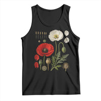 Summer Red Poppy Flower Botanical Poppies Vintage Print Memorial Day Floral Graphic Tank Top