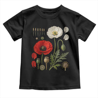 Summer Red Poppy Flower Botanical Poppies Vintage Print Memorial Day Floral Graphic Toddler T Shirt