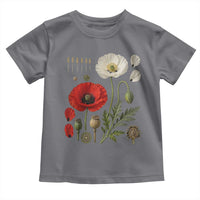 Summer Red Poppy Flower Botanical Poppies Vintage Print Memorial Day Floral Graphic Toddler T Shirt