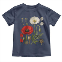 Summer Red Poppy Flower Botanical Poppies Vintage Print Memorial Day Floral Graphic Toddler T Shirt