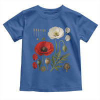Summer Red Poppy Flower Botanical Poppies Vintage Print Memorial Day Floral Graphic Toddler T Shirt