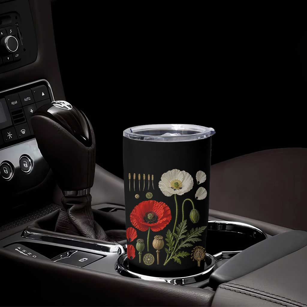 Summer Red Poppy Flower Botanical Poppies Vintage Print Memorial Day Floral Graphic Tumbler Cup