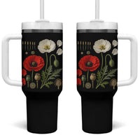 Summer Red Poppy Flower Botanical Poppies Vintage Print Memorial Day Floral Graphic Tumbler With Handle