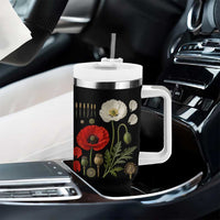 Summer Red Poppy Flower Botanical Poppies Vintage Print Memorial Day Floral Graphic Tumbler With Handle