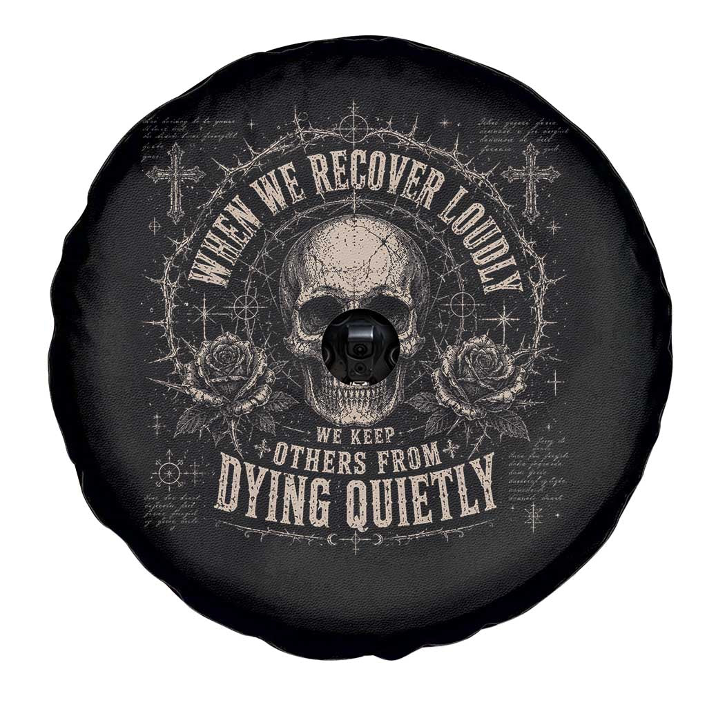 Addiction Recovery Spare Tire Cover When We Recover Loudly Vintage Skull Graphic