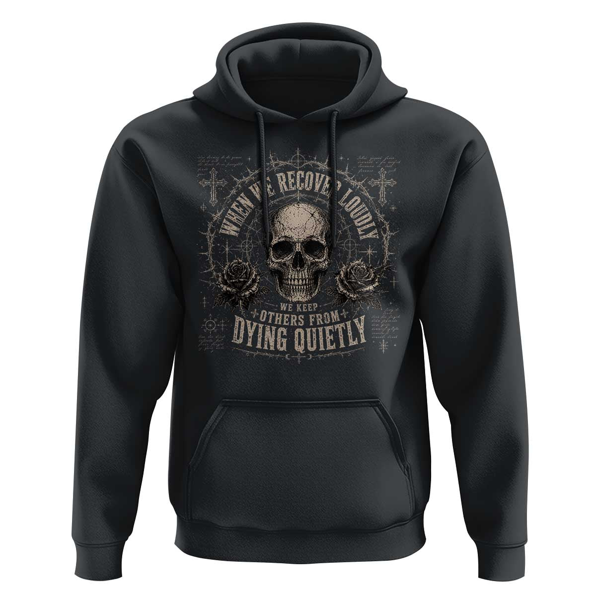 Addiction Recovery Hoodie When We Recover Loudly Vintage Skull Graphic