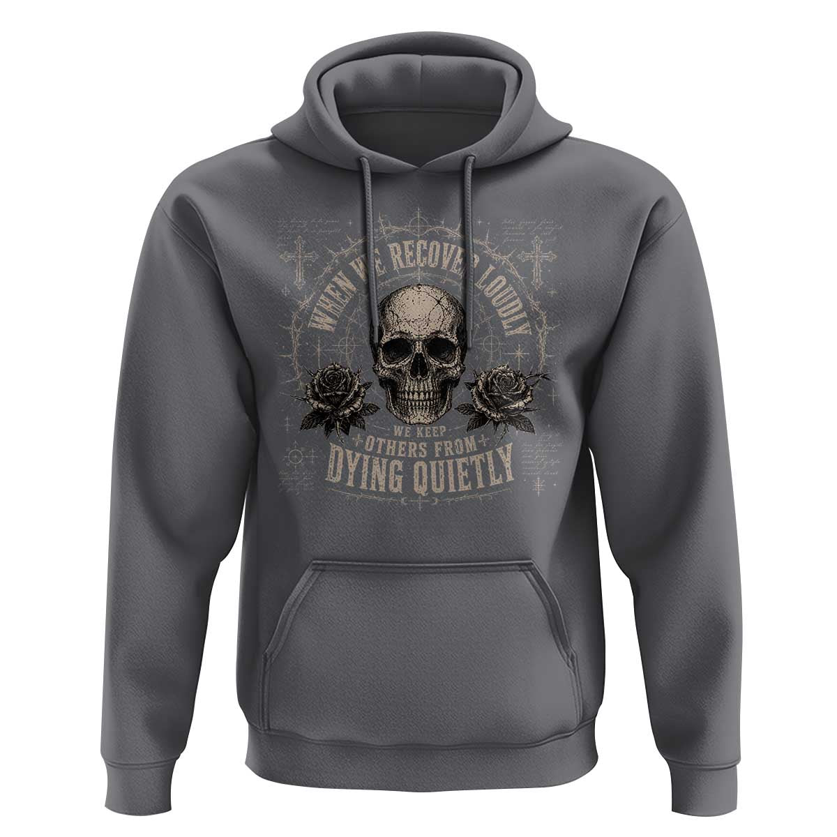 Addiction Recovery Hoodie When We Recover Loudly Vintage Skull Graphic