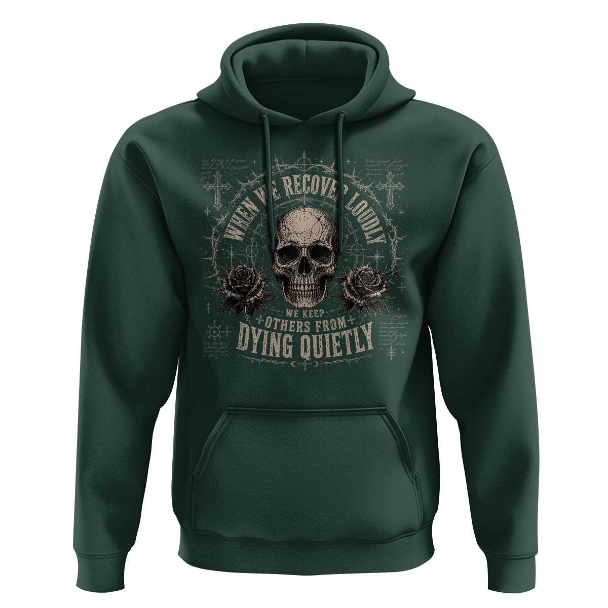 Addiction Recovery Hoodie When We Recover Loudly Vintage Skull Graphic