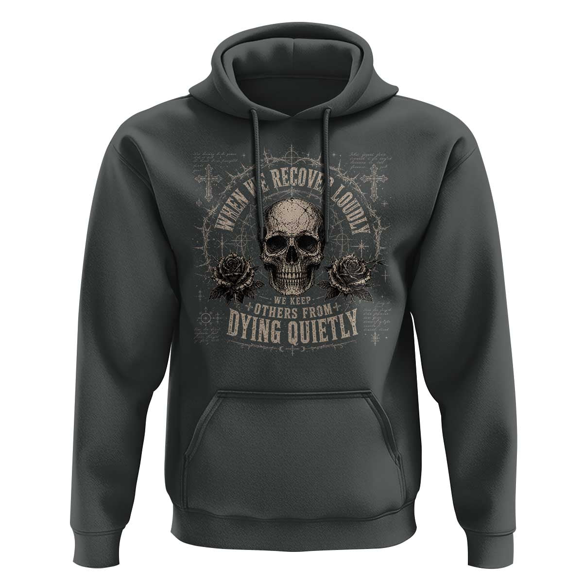 Addiction Recovery Hoodie When We Recover Loudly Vintage Skull Graphic