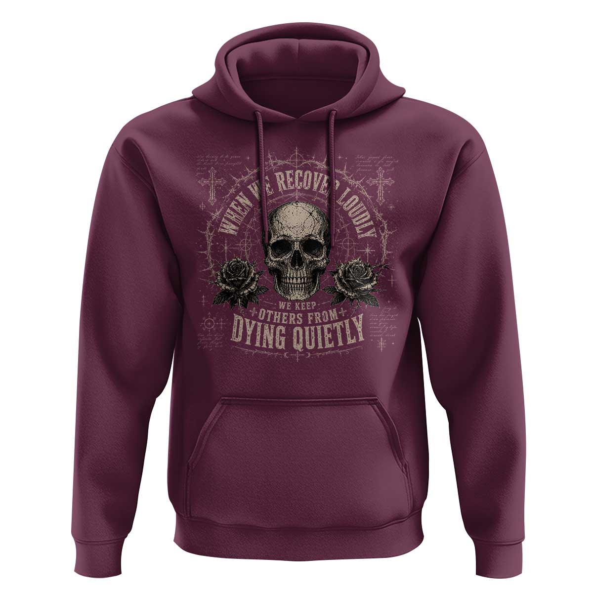 Addiction Recovery Hoodie When We Recover Loudly Vintage Skull Graphic