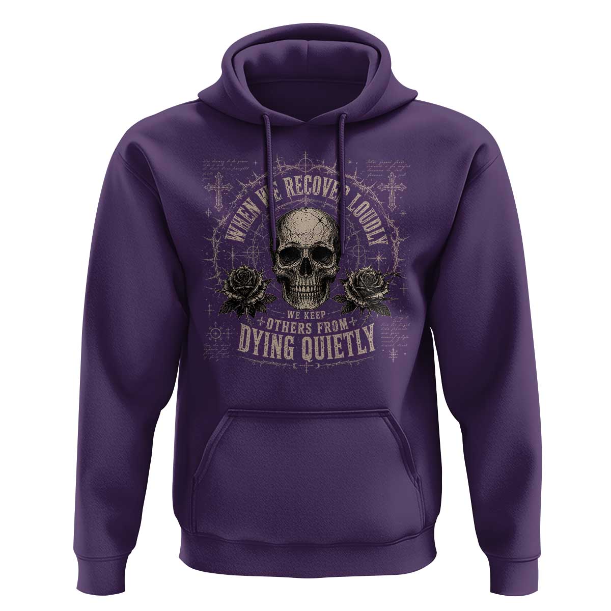 Addiction Recovery Hoodie When We Recover Loudly Vintage Skull Graphic