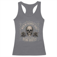 Addiction Recovery Racerback Tank Top When We Recover Loudly Vintage Skull Graphic