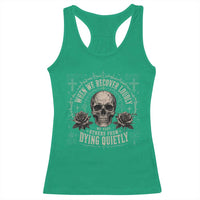 Addiction Recovery Racerback Tank Top When We Recover Loudly Vintage Skull Graphic