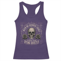 Addiction Recovery Racerback Tank Top When We Recover Loudly Vintage Skull Graphic