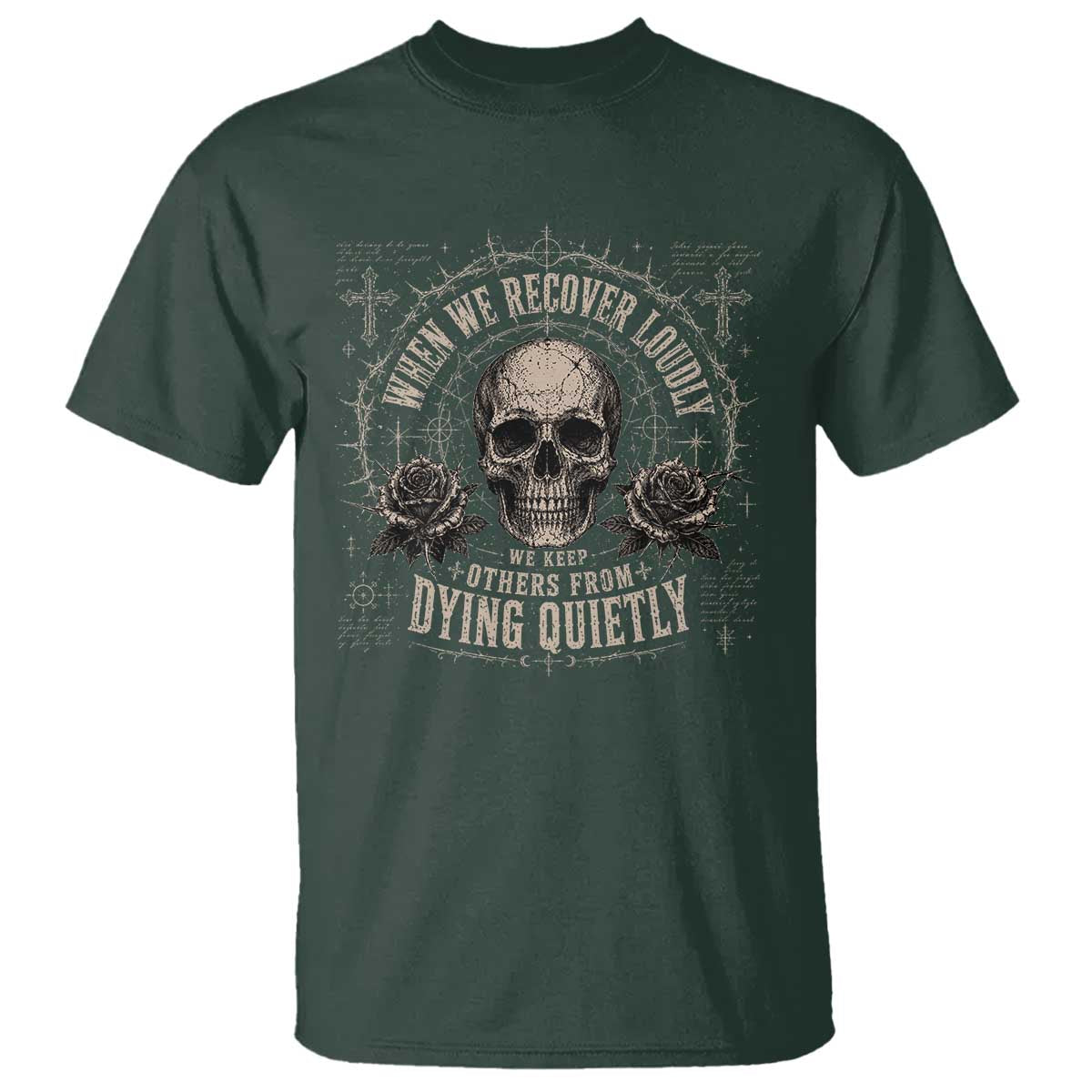 Addiction Recovery T Shirt When We Recover Loudly Vintage Skull Graphic