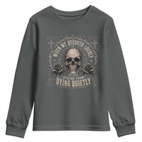 Addiction Recovery Youth Sweatshirt When We Recover Loudly Vintage Skull Graphic