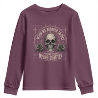 Addiction Recovery Youth Sweatshirt When We Recover Loudly Vintage Skull Graphic