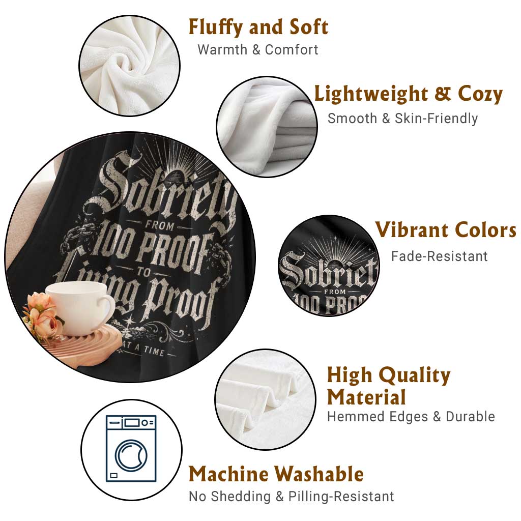Sobriety Anniversary Throw Blanket Living Proof Sober Recovery Graphic