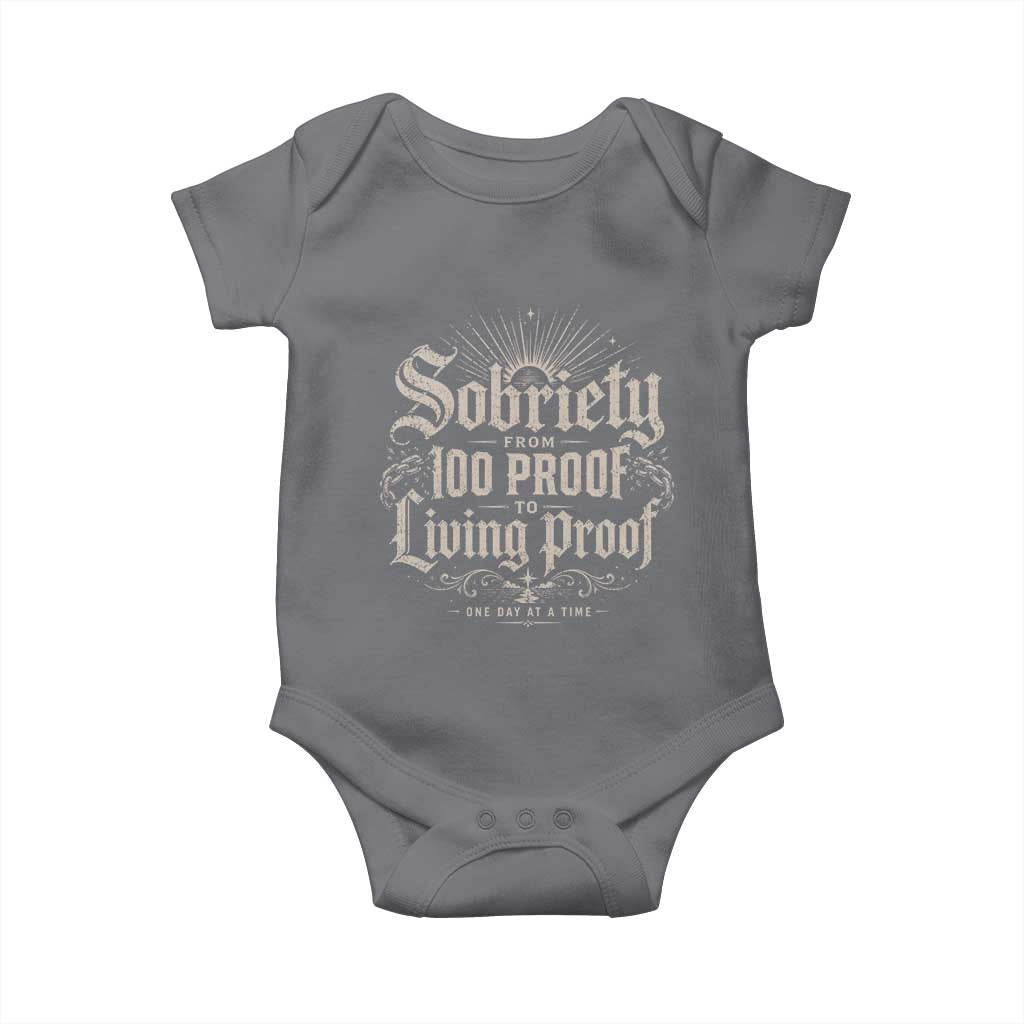 Sobriety Anniversary Baby Onesie Living Proof Sober Recovery Graphic