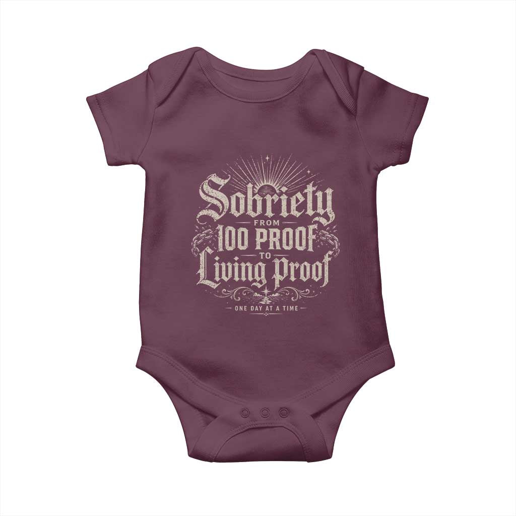 Sobriety Anniversary Baby Onesie Living Proof Sober Recovery Graphic