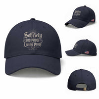 Sobriety Anniversary Baseball Cap Living Proof Sober Recovery Graphic