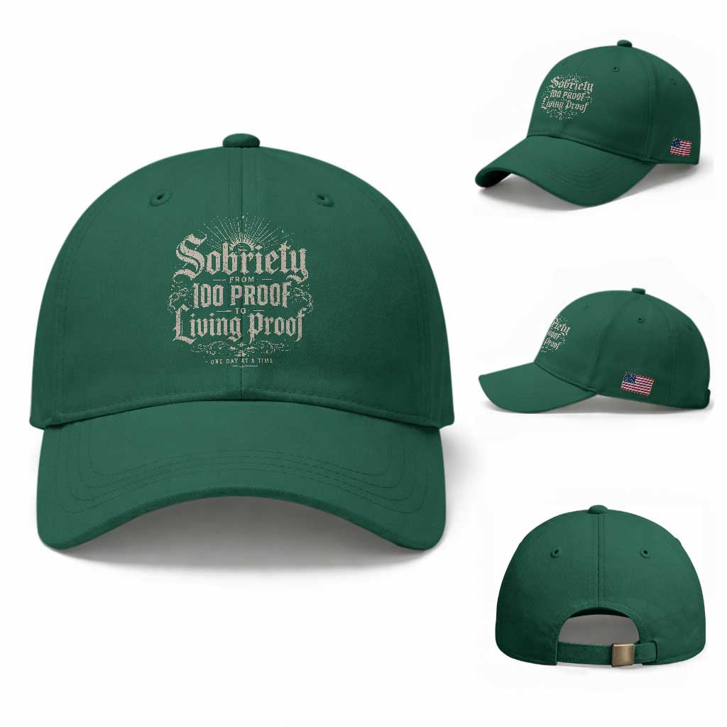Sobriety Anniversary Baseball Cap Living Proof Sober Recovery Graphic